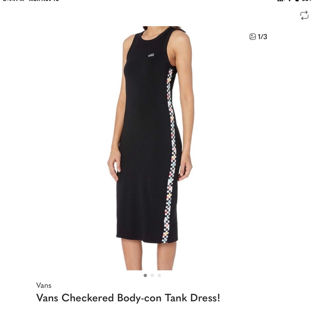 Vans Black Maxi Dress with Checkered Sides
